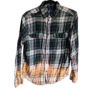 Unique bleach dip dyed flannel large